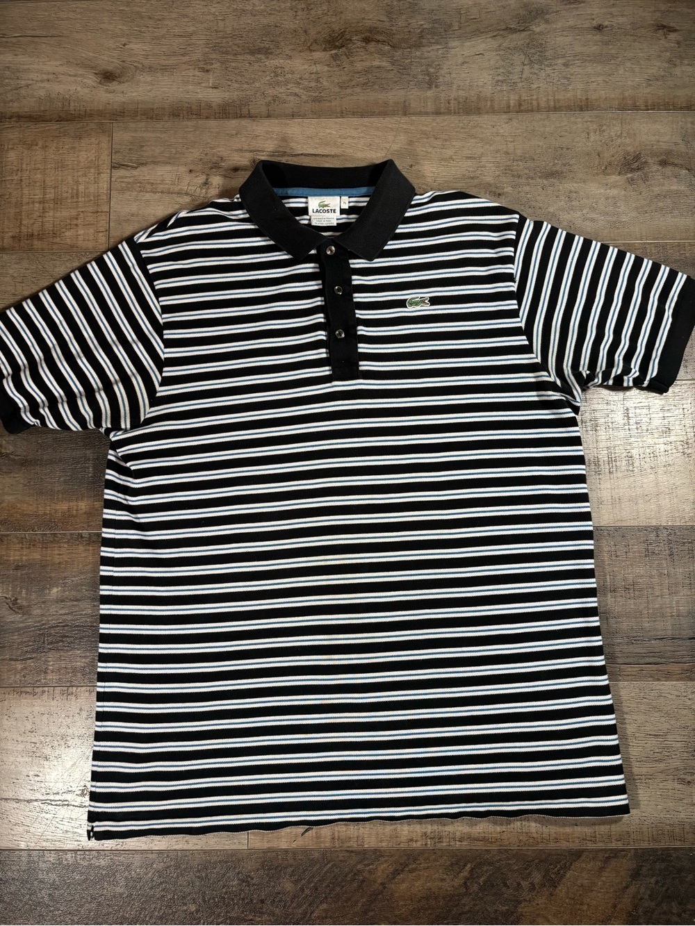 Lacoste Black & White Striped Polo Shirt